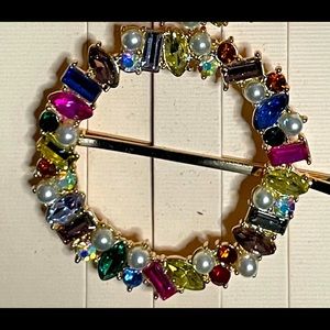 MULTI COLOR RHINESTONE AND FAUX PEARL HAIR PINS